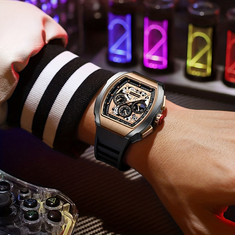 Foxbox Men's Waterproof Quartz Wristwatch, Date Sport Silicone Wrist Watches