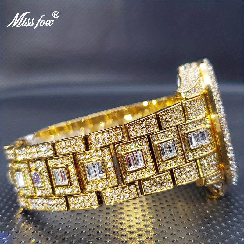 MISSFOX Fashion Faux Diamond Watches, Arabic Number Waterproof Quartz Watches For Men And Women