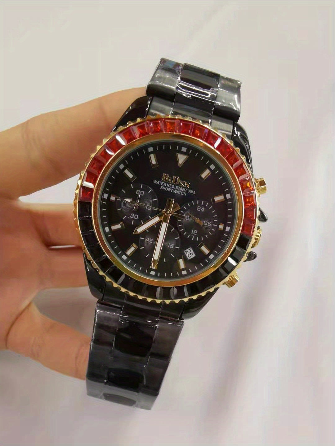 Mens Chronograph Stainless Steel Strap Waterproof Date Quartz Watch, Business Casual Wrist Watches