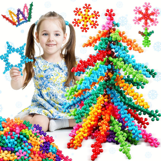 300 PCS Interlocking Stem Building Blocks Vanmor Preschool Educational Toys For Kids 5-7, Solid Plastic STEAM Activities Fun Gifts Ingenuity Playset For Children Discs Sets Snowflake