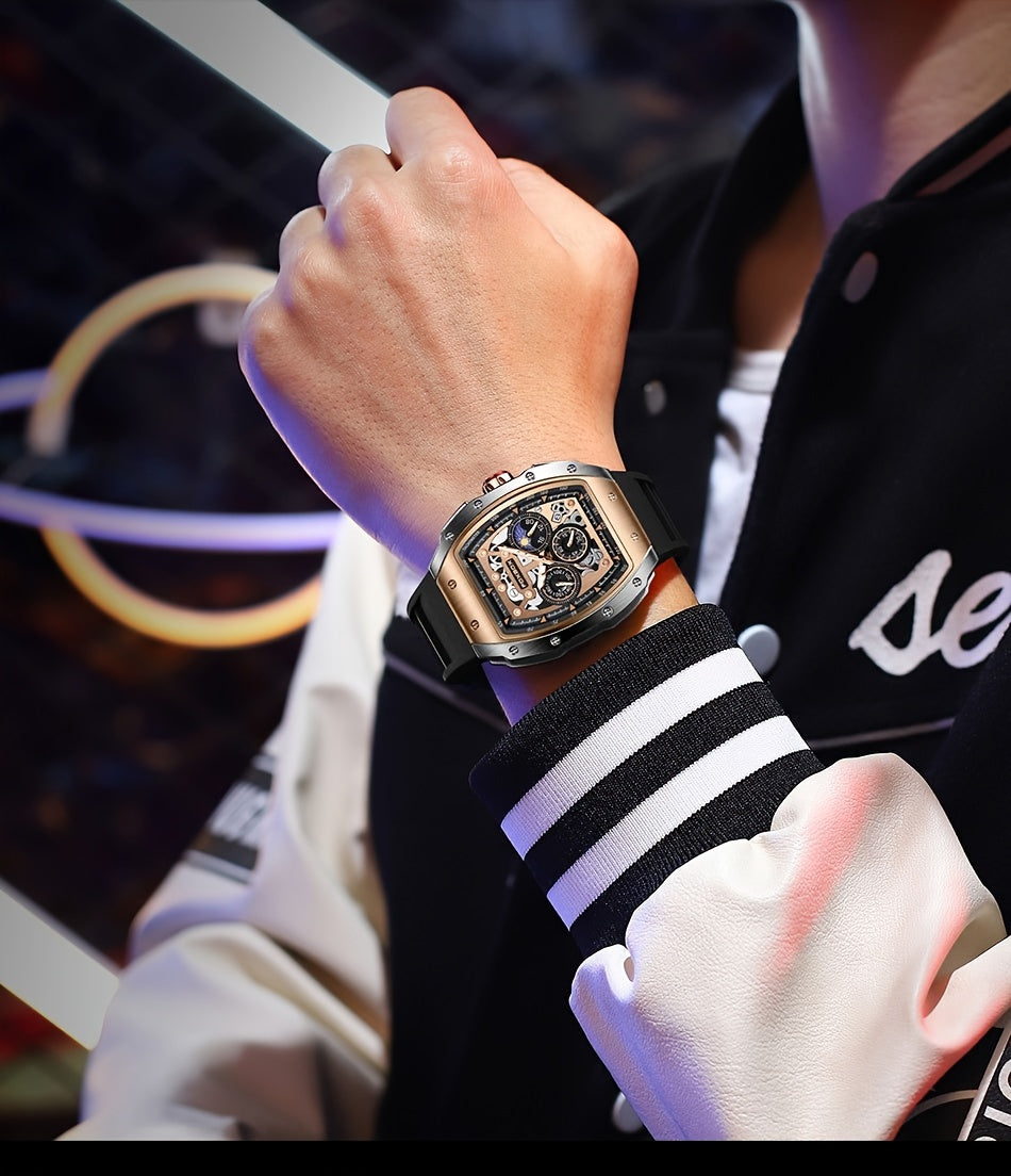 Foxbox Men's Waterproof Quartz Wristwatch, Date Sport Silicone Wrist Watches