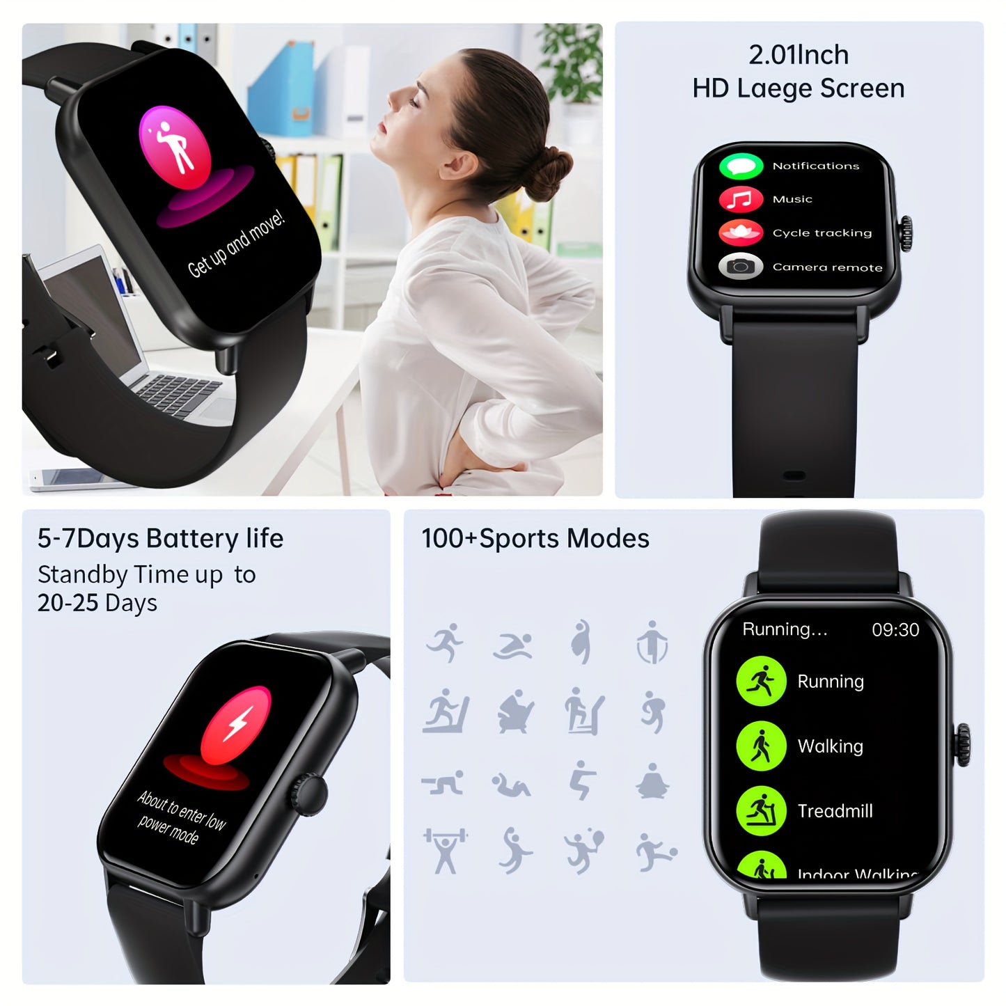 Smart Watch For Women&Men, 2.01 Inch Full Touch Screen, Smart Call Watch Round Style, Answer And Make Call, Message Push, Compatible With IPhone And Android Phones, Fashionable Fitness Tracking Watch, Steps, Distance, Calorie