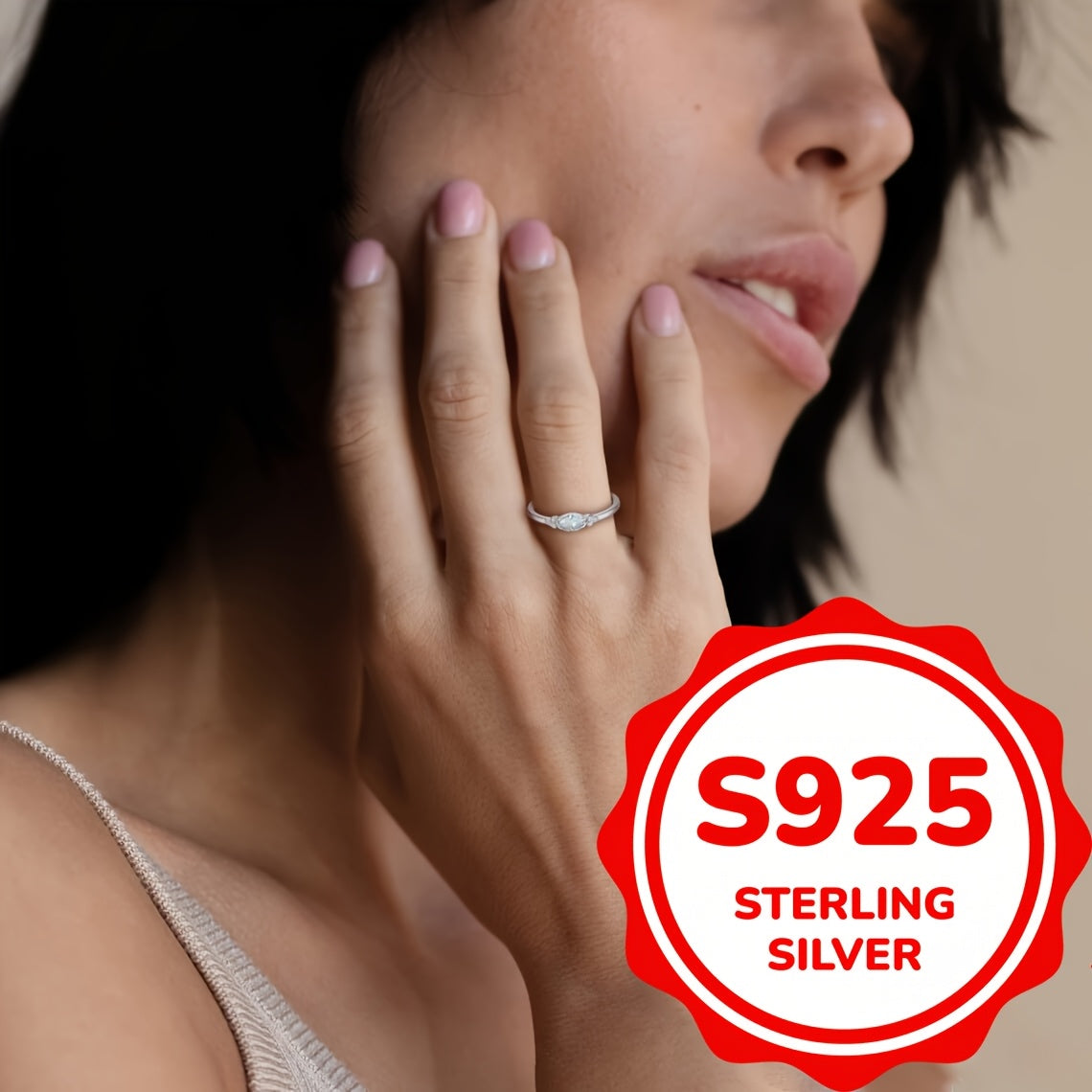 [Sterling Silver | Opal] Dainty 925 Sterling Silver | Opal Ring for Women | Daily Jewelry Accessories (2.3g) White Fire Opal Rings