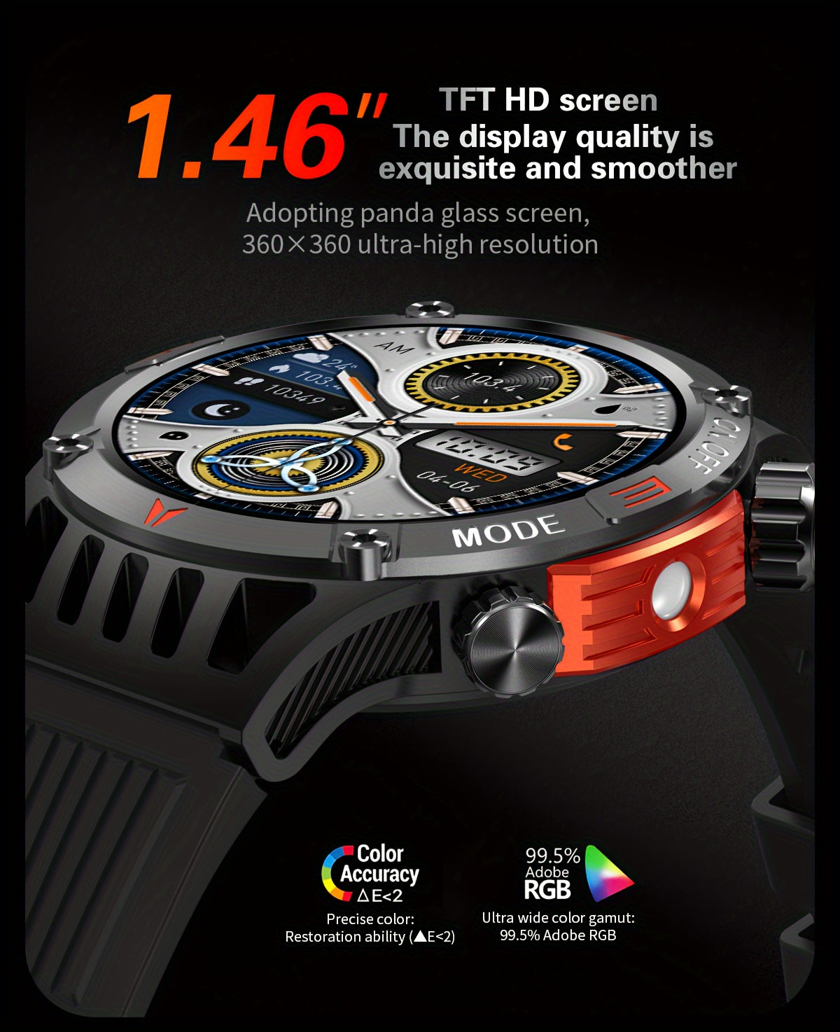 QTLJJBY Smart Watch Wireless Answer And Call SOS Outdoor Watch Outdoor Sports Watch LED IP68 Compass Fitness Tracker Pedometer Multimedia Message Display, Suitable Mobile Phones, Men's And Women's Smart Watches Gift