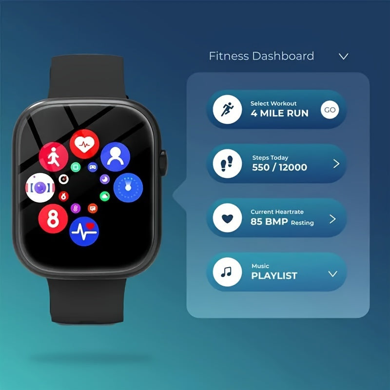 New Popular 2.01-inch Touchscreen Smartwatch For 2024, Suitable For Both Men And Women, With Calling Function, Step And Calorie Tracking, Call And Message Reminders, Multifunctional Fitness Smart Bracelet, Wireless Connection