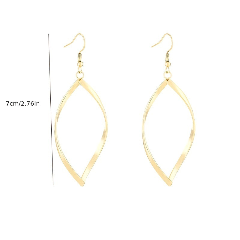 Hollow Twisted Dangle Earrings Elegant Simple Style Alloy Plated Jewelry Exquisite Female Gift
