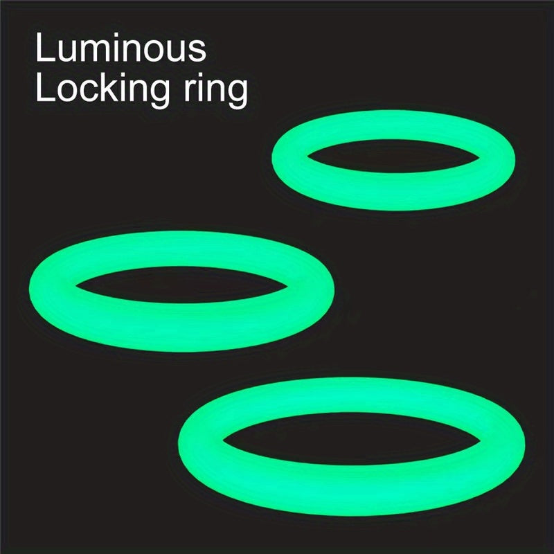 3pcs Set of Luminous Triple Rings for Men - Penis Rings for Delayed Ejaculation, Foreskin Obstruction, and Enhanced Pleasure - Soft Silicone, Ergonomic Design, and Easy to Clean