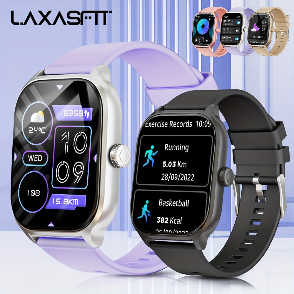 LAXASFIT 2.01" Full Touch Screen Smartwatch - IP68 Waterproof, Wireless 5.3, Fitness Tracker with Call & Text Alerts, 100+ Sports Modes, USB Charging, Compatible with Android/iPhone - Sleek Design for Men & Women, Smart Watch