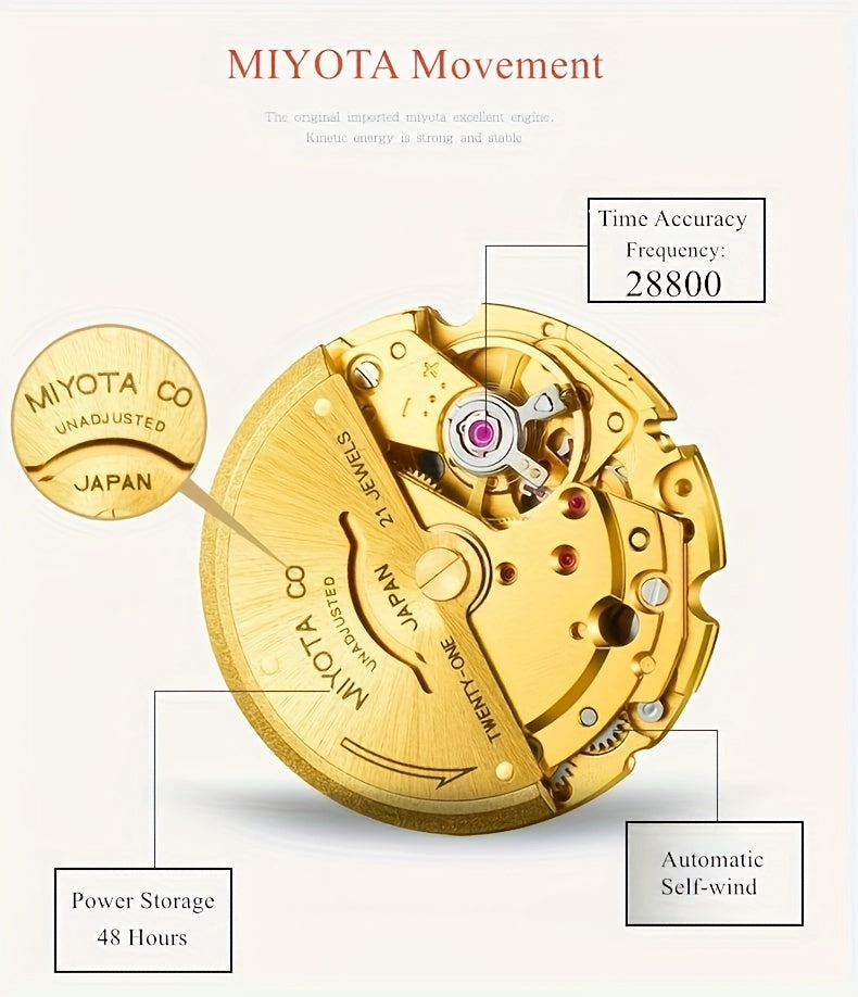 Fiesta watches, men's mechanical watches, Japanese movements, trendy authentic men's watches, hollowed-out watches, holiday gifts