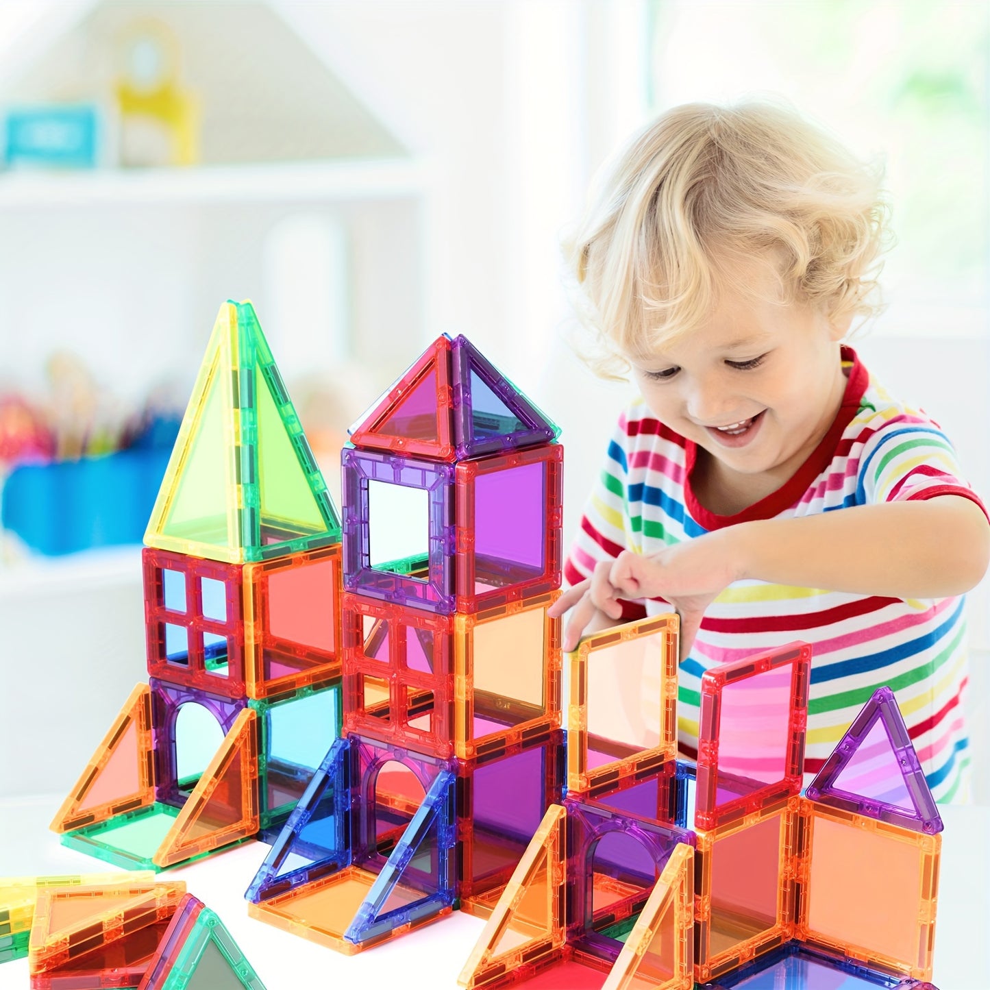 52-Piece Magnetic Building Blocks Set - Educational STEM Toys For Kids, Boys, And Girls - Perfect For Learning And Creative Play