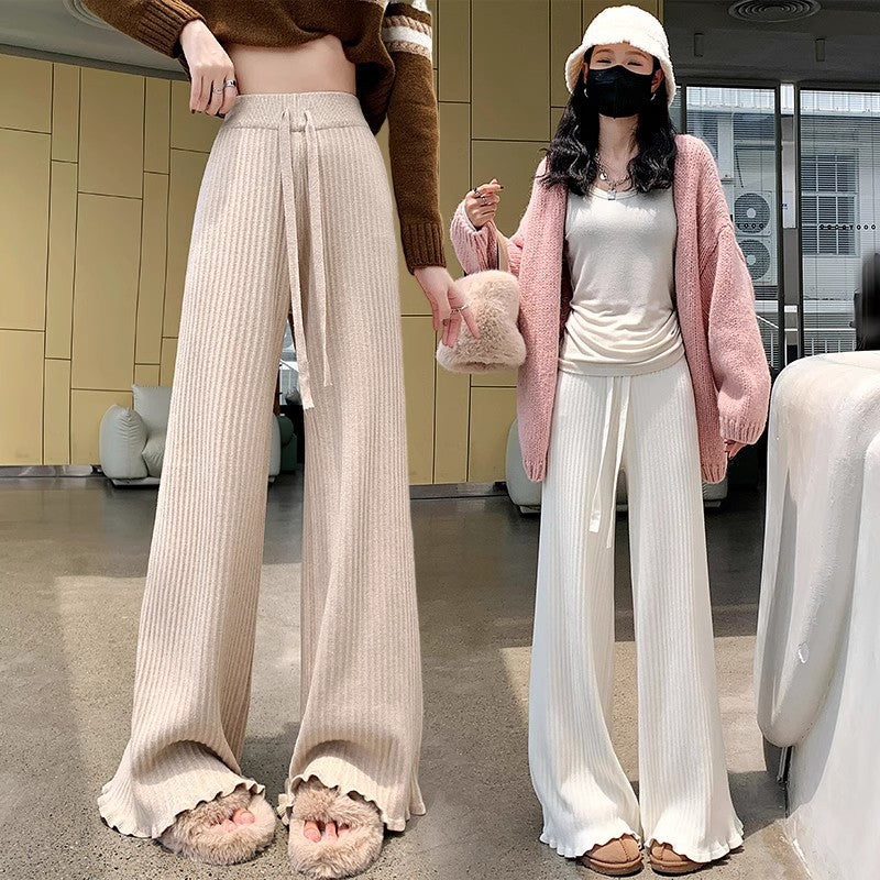Women's Loose, Laid-back Flared Pants With Ruffled Hems