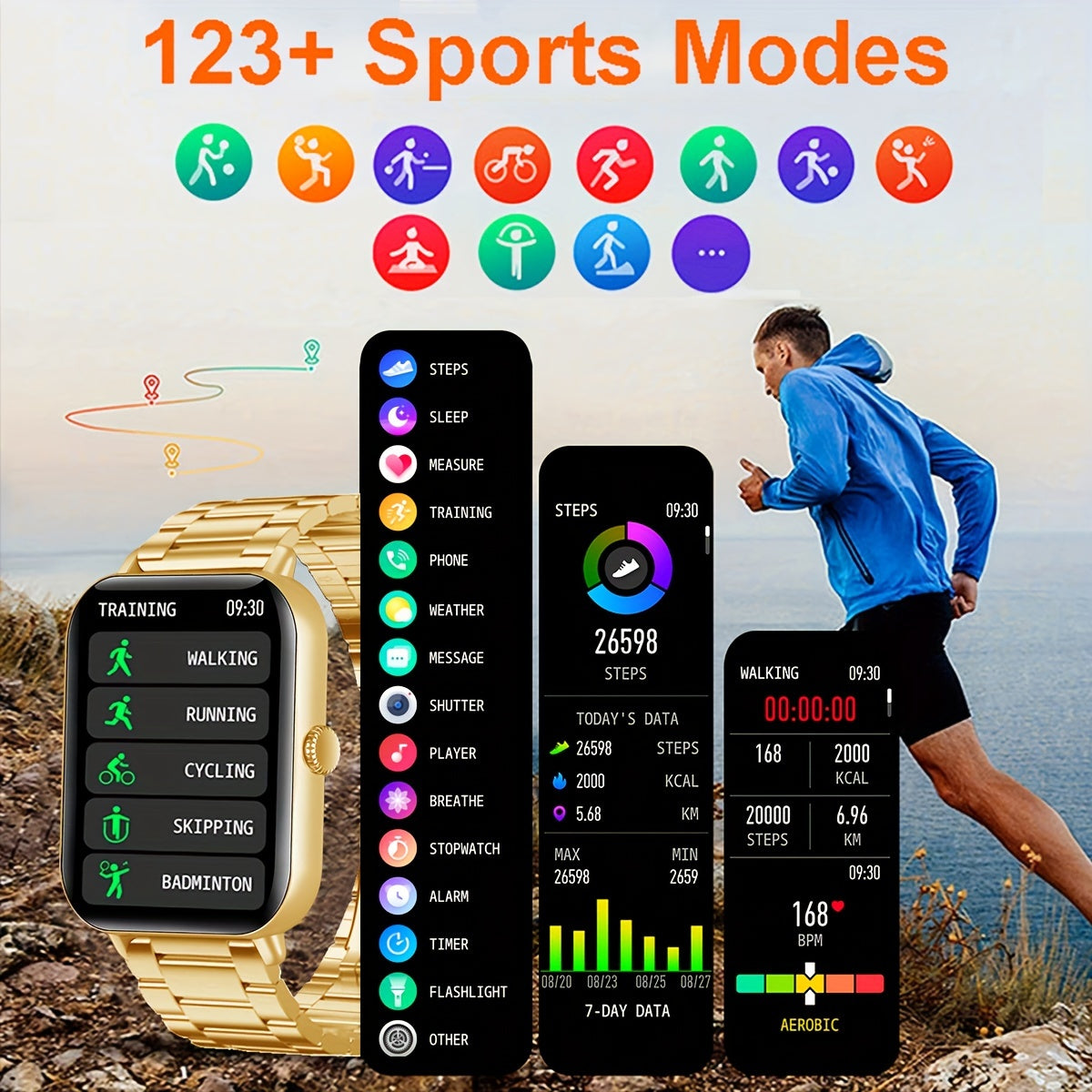 1.81-inch Touchscreen Smartwatch With Call Function (answering Calls, Dialing), Multi Sport Mode, Pedometer, Fitness Tracker For IPhone And Android Phones