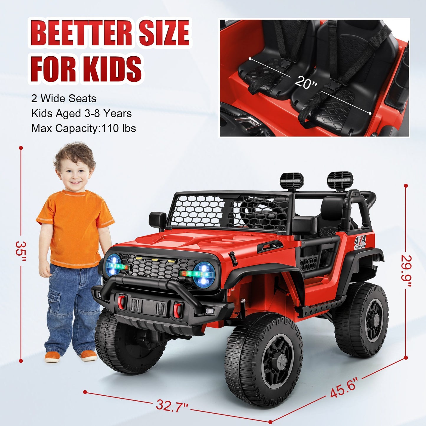 XL 24V Ride-on Toys, Kids Driveable Car Two Seater with Parent Remote, 20'' Wide Seat, 4x100W Powerful Motors, Music, Electric Ride-on Toys for Kids 24v, LED Head Light, Christmas Gift