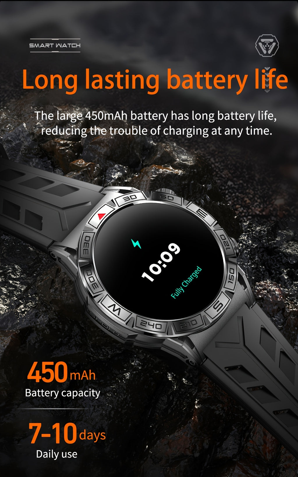 2024 New Outdoor Sport Smart Watch Men Women 1.43" AMOLED 450mAh Battery Wireless Calls SMS Notification Monitoring GPS Track+Altitude+Barometric Pressure+Compass+Flashlight Smart Watches For Android Iphone