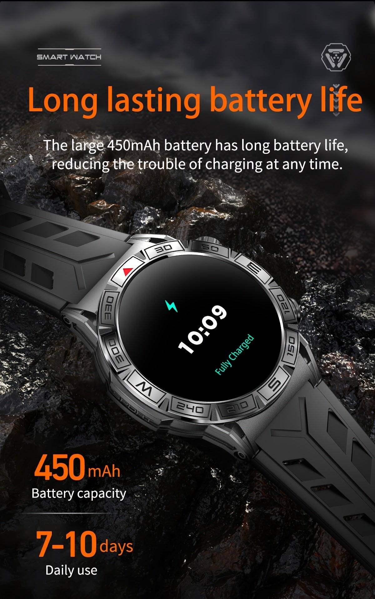 2024 New Outdoor Sport Smart Watch Men Women 1.43" AMOLED 450mAh Battery Wireless Calls SMS Notification Monitoring GPS Track+Altitude+Barometric Pressure+Compass+Flashlight Smart Watches For Android Iphone