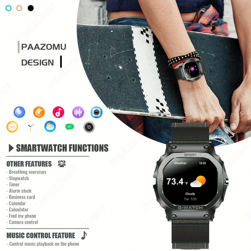 ساعة ذكية جديدة للرجال مقاس 1.57 بوصة رياضية خارجية مع إمكانية الرد على المكالمات/إجرائها متوافقة مع هواتف iPhone وAndroid طراز G-SHOCK