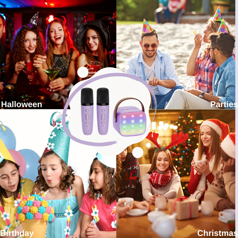 BONAOK, Karaoke Toys For Kids With 2 Microphones, Karaoke Machine With LED Light And Voice Changing Effect, Suitable For Birthday Party, Family Party, Halloween, Christmas Speaker Singing Machine.