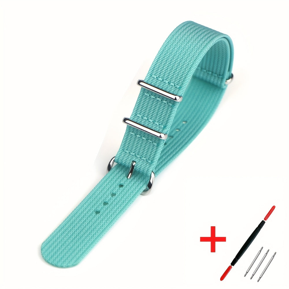 [Military-Style Watch Strap] Durable Military-Style Ribbed Watch Strap | 18mm 20mm 22mm Nylon Braid Ballistic Fabric with Metal Buckle, Adjustable Fit for Men's & Women's Watches - Black, Brown, Orange, Gray, Green, Beige, Wh