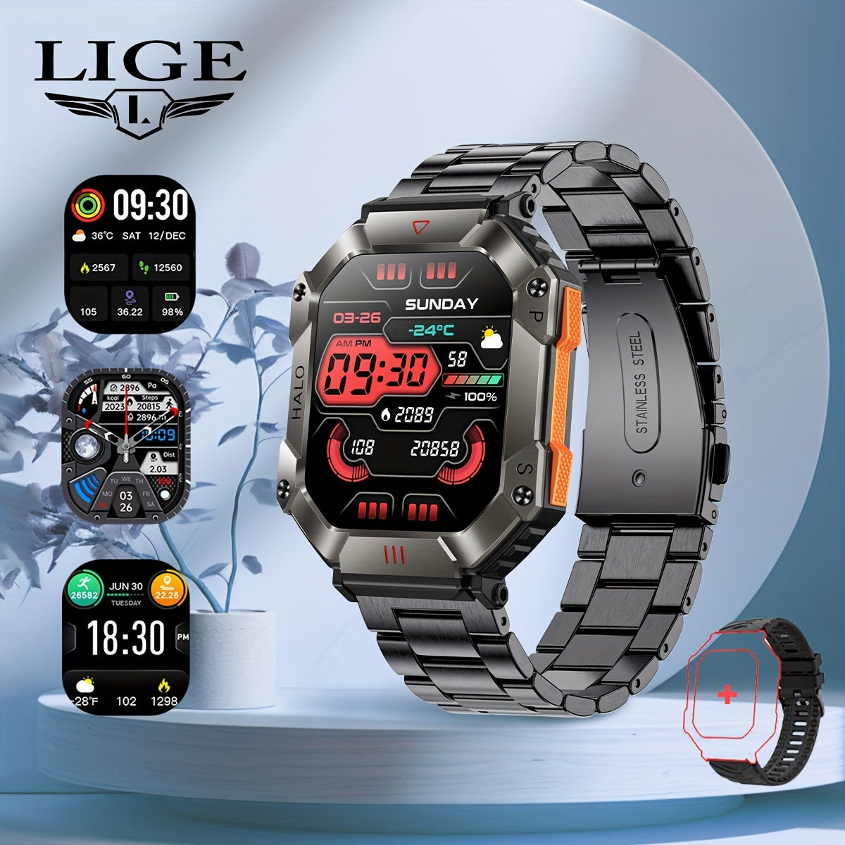 Smart Watch (Answer/Make Call), 2.0 Inch 100+Sport Modes/Altitude Pressure Compass/GPS Track Watch MAC Address Viewing, Watches For Android & Iphone. Fitness Watch For Women/Men