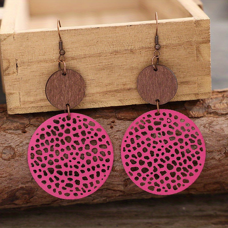 Hollow Out Round Drop Earrings Bohemian Vintage Earrings Jewelry Gift Accessories For Women Fall Winter Ear Ornaments