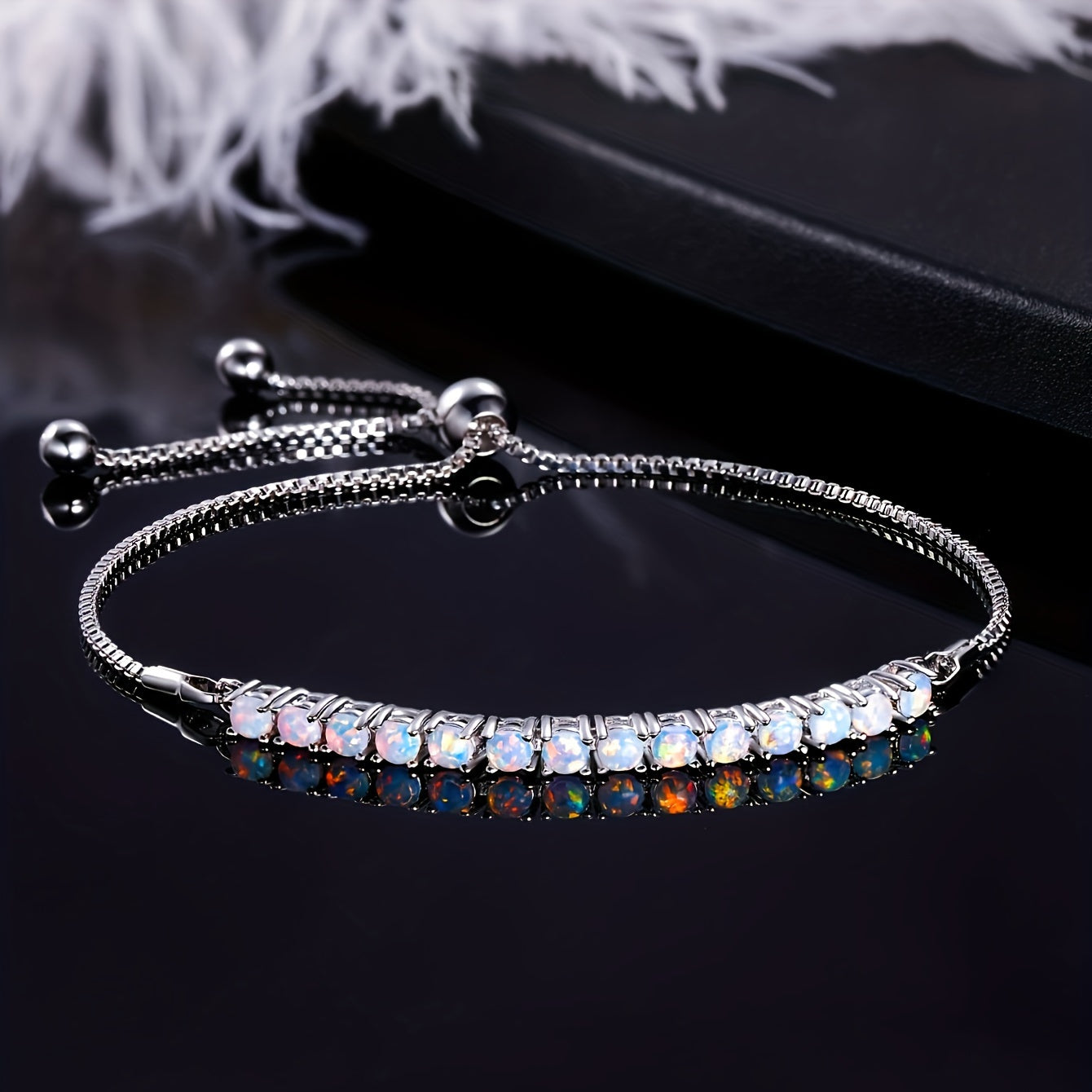 [Romantic Bracelet] Romantic Elegant Women's Coveted Choice - Australian Precious Synthetic Opal Stretch Bracelet | Dazzling Multicolor Unique Charm, Versatile Exquisite Jewelry for Holiday Gifts or Personal Use