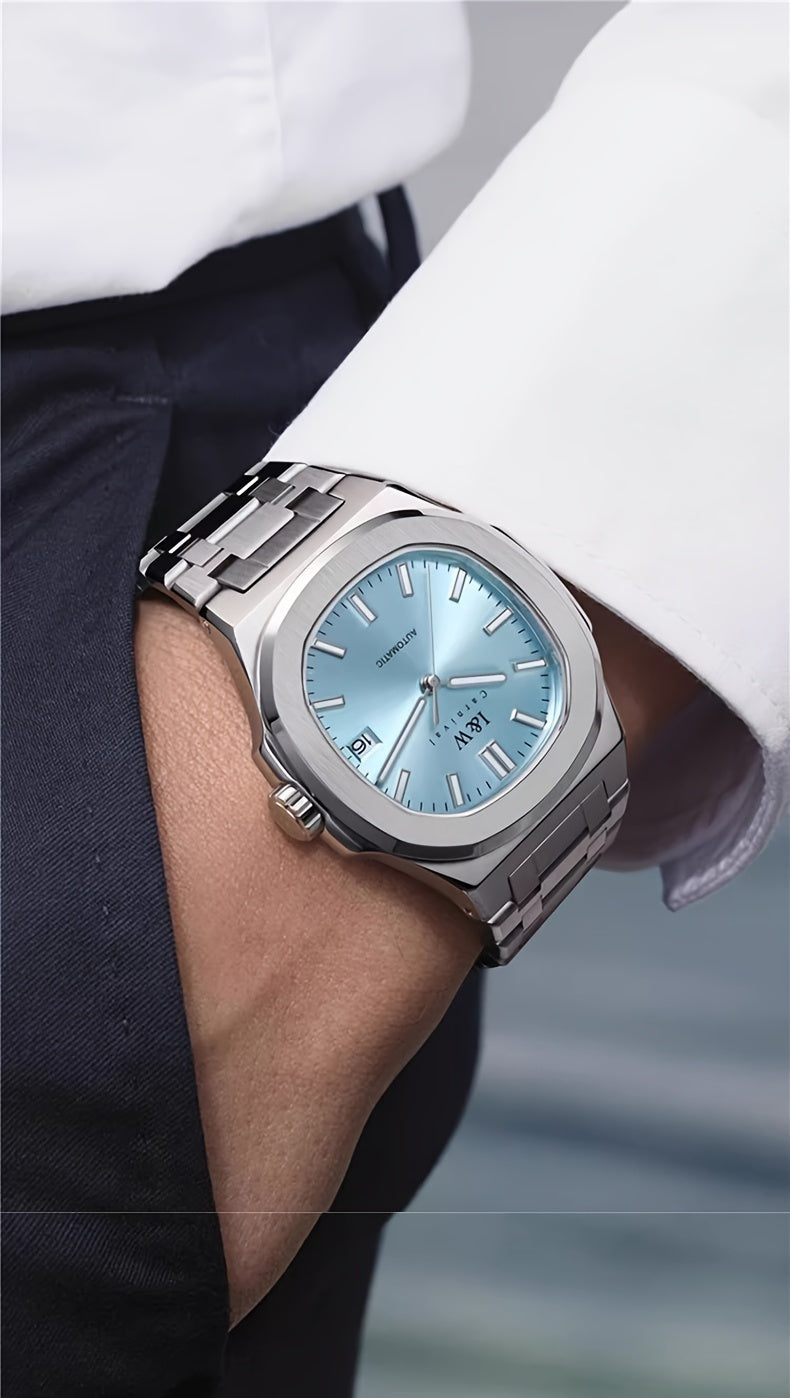 I&W CARNIVAL Men's Automatic Mechanical Watches, Waterproof Strong Luminous Full Steel Auto Date Watch