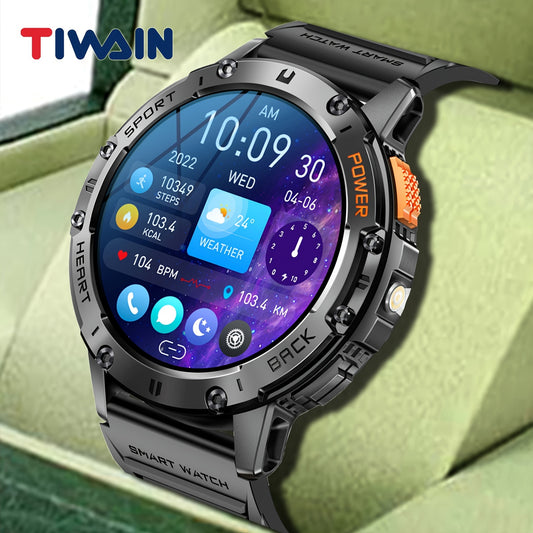 [Smart Watch] Tiwain Smart Watch | 1.43" Full Touch AMOLED Screen, 100+ Sport Modes, Flashlight, Answer Calls Wirelessly, Compatible with Android Phones and iPhone