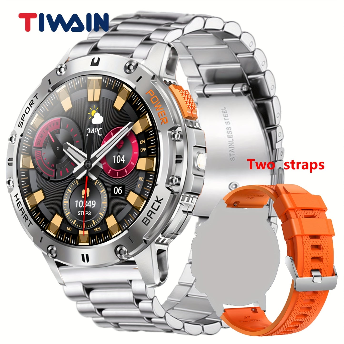 [Smart Watch] Tiwain Smart Watch | 1.43" Full Touch AMOLED Screen, 100+ Sport Modes, Flashlight, Answer Calls Wirelessly, Compatible with Android Phones and iPhone