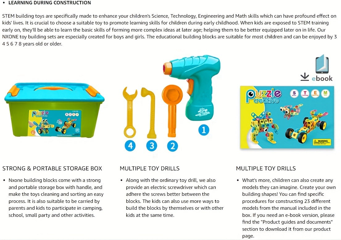 [STEM Toys] 195pcs Educational STEM Toys, Building Blocks Toys For Kids 3+ Years Old, Building Toys With Storage Box For Kids Creative Activities Games, Halloween Christmas Gifts Party Gifts For Kids