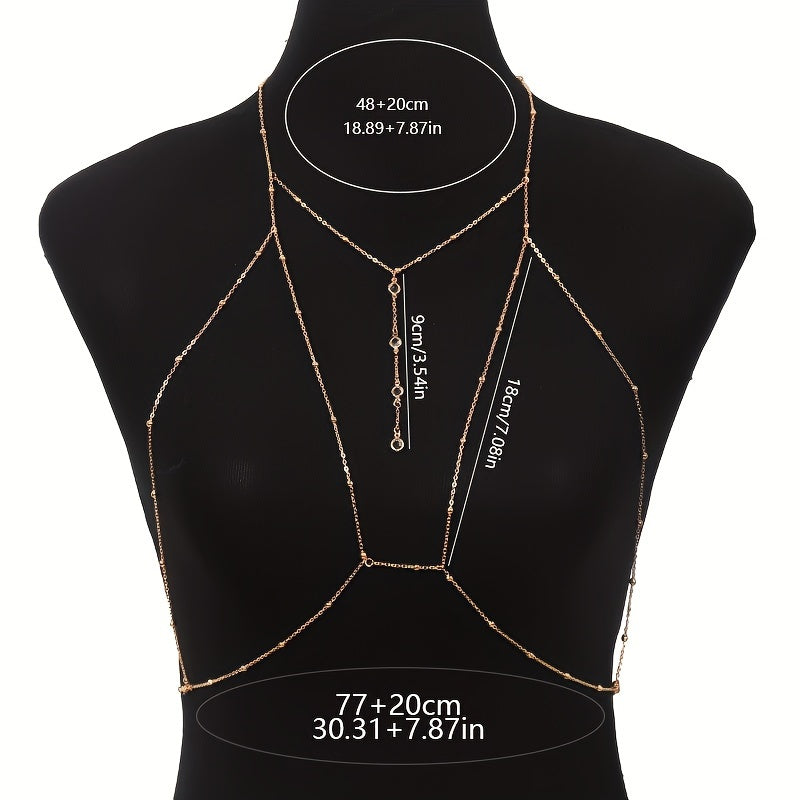 [1 Ultra-Shiny Bra Chain] Ultra-Shiny 1 Women's Bra Chain Body Jewelry with Rhinestone Inlay | Suitable for Daily Wear, Parties, Nightclubs, Fashion Shows, and Fashion Photography