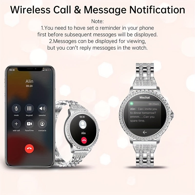 Smart Watch, Full Touch Smart Watches for Android & iPhone Compatible,(Answer/Make Call) Smart Fitness Tracker Watch for Women/Man Smartwatch with Sports/Step, Ideal for Gift (Include Bands:Silver + Beige + Light Pink)