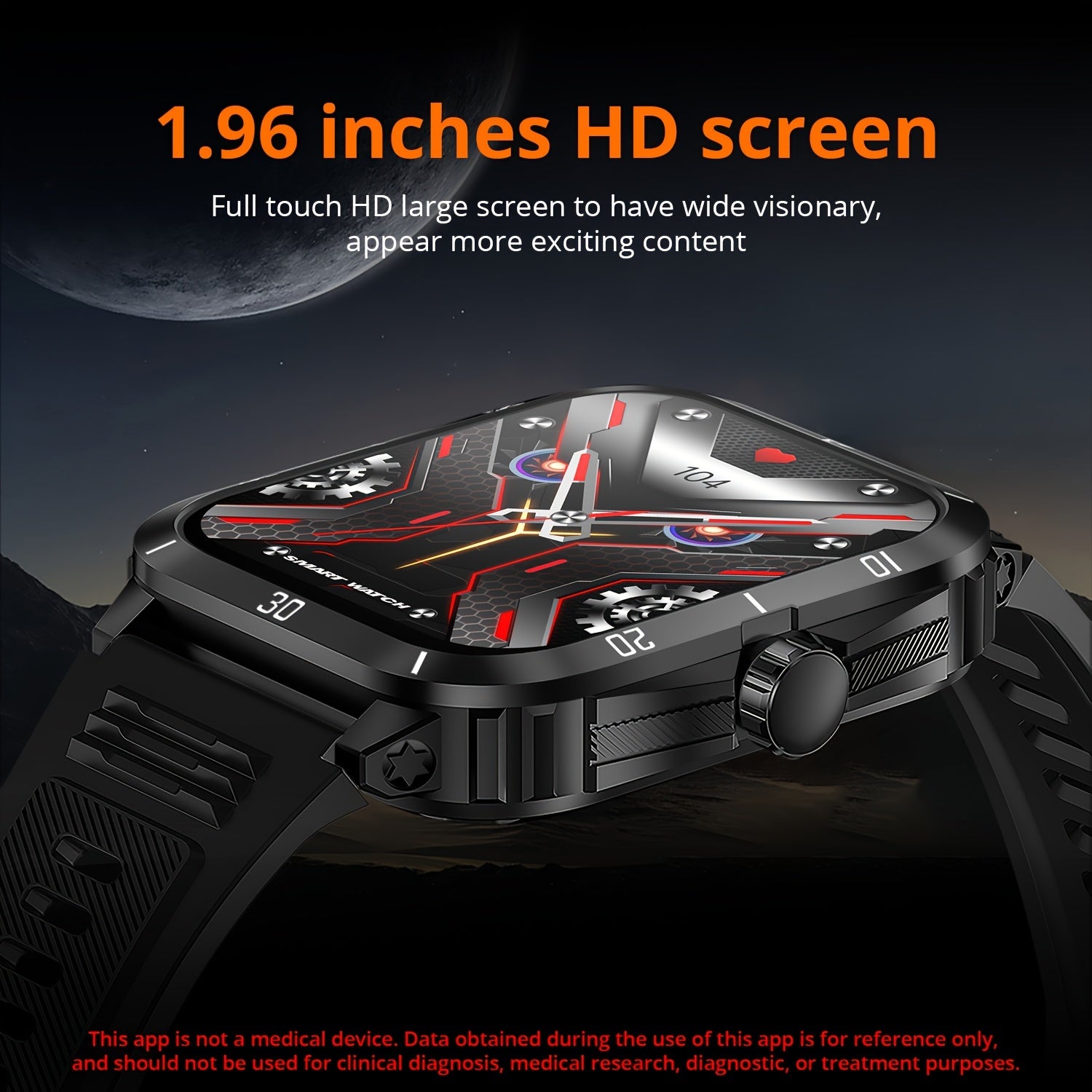 New Military Style Smart Watch Men's Fitness Watches 3 ATM Waterproof BT Call Smartwatch Men For Android IPhone, 1.96" IPS HD Screen, 430mAh Long Battery Life, Control Music, Sleep Monitoring, Wireless Calling (Answer/Make Ca