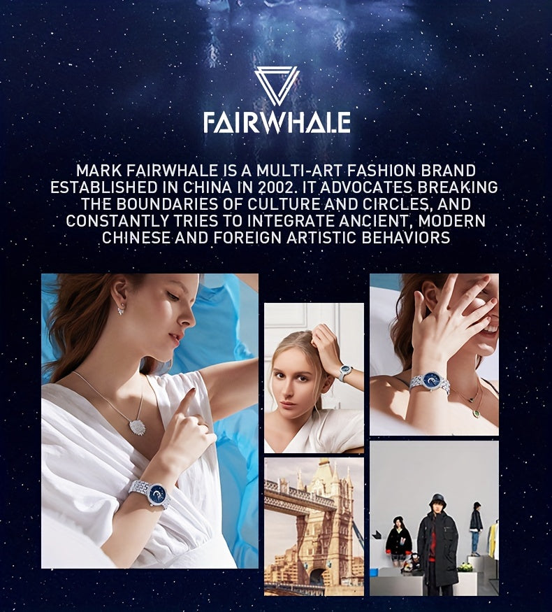 Round Quartz Watches Stainless Steel Strap Alloy Pointer Stainless Steel Rhinestone Dial Luminous Moon Phase Starry Sky Watches Gifts For Eid