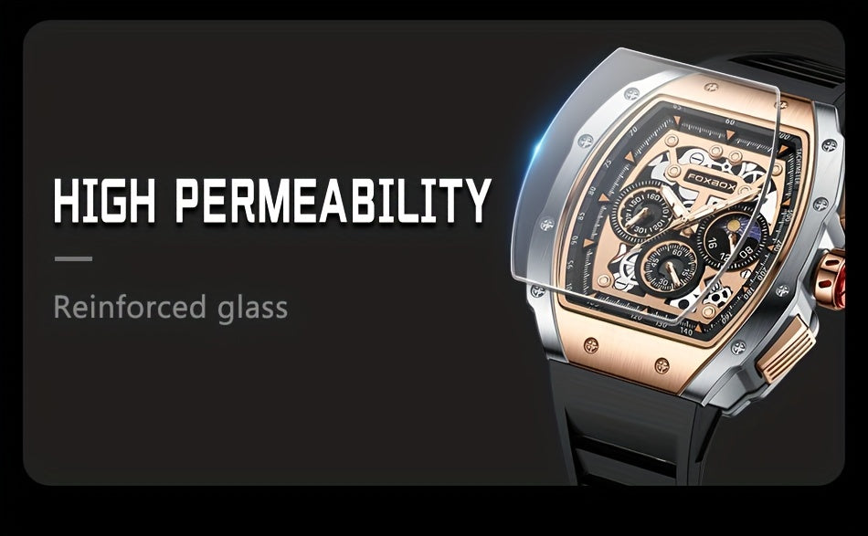 Foxbox Men's Waterproof Quartz Wristwatch, Date Sport Silicone Wrist Watches