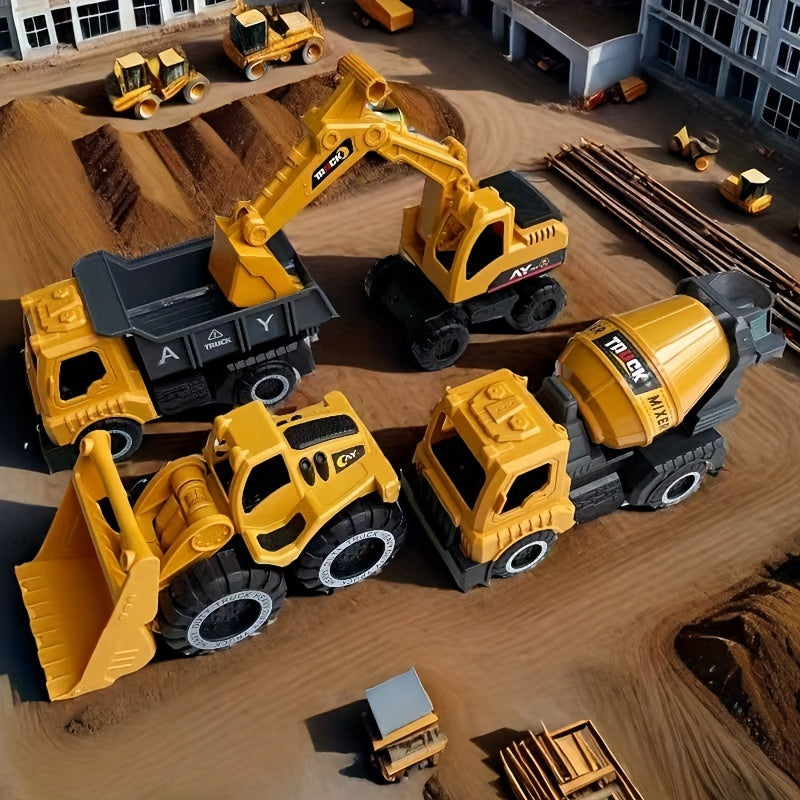 [2025 New Car Toy] 4pcs Car Toys For Kids Big Size Toys Shatterproof Excavator Mixer Dump Truck Bulldozer Engineering Toy Cars For Two Years Or More Kids Toys Boy Car