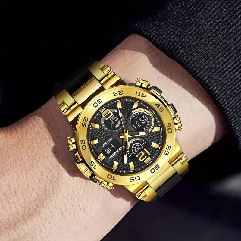 Fashion Casual Men's Watch with Multiple Color Choices. Electronic Dual Display Glowing Multi-Functional Chronograph Watches. Suitable for outdoor camping