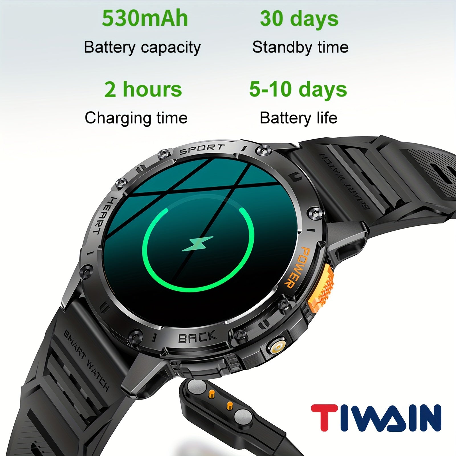 [Smart Watch] Tiwain Smart Watch | 1.43" Full Touch AMOLED Screen, 100+ Sport Modes, Flashlight, Answer Calls Wirelessly, Compatible with Android Phones and iPhone