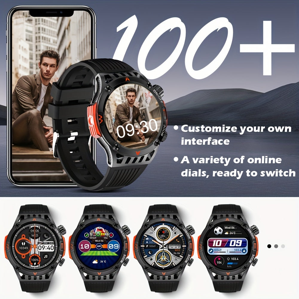 Military Smart Watch For Men Answer/Make Call, Outdoor Waterproof Tactical Sports Smartwatch With LED Flashlight Compass, Sleep Monitor Fitness Tracker Watches For IP Android Phone