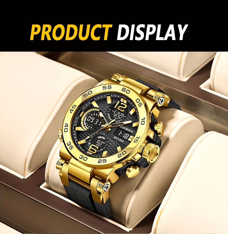 Fashion Casual Men's Watch with Multiple Color Choices. Electronic Dual Display Glowing Multi-Functional Chronograph Watches. Suitable for outdoor camping