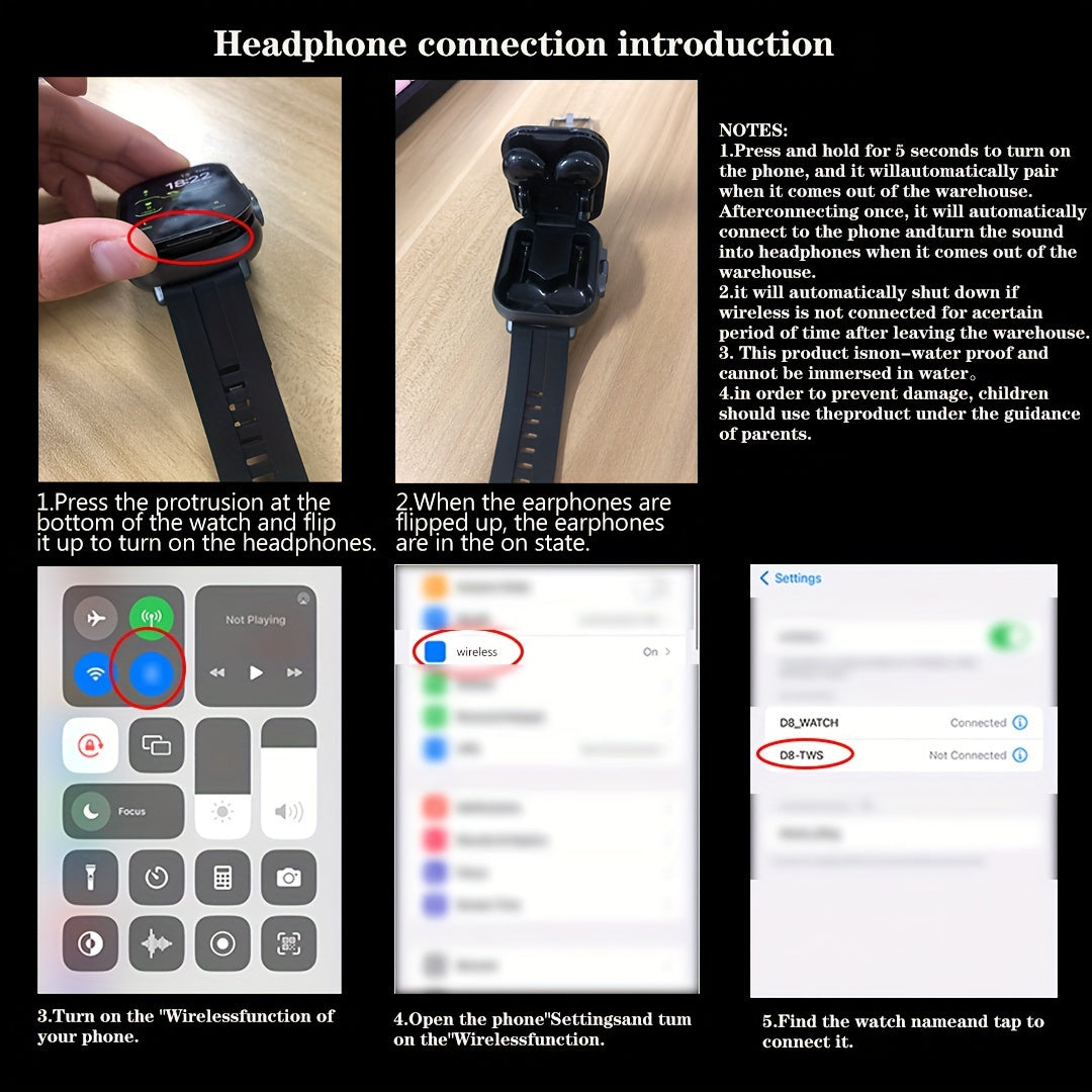 مجموعة ساعة ذكية وسماعات أذن 2 في 1: مكالمات لاسلكية، تحكم في الموسيقى، تنبيهات الطقس، عداد الخطوات، شاشة، ومتتبع تشبع الأكسجين، متوافقة مع أنظمة Android وiOS، هدية مثالية للعطلات للرجال والنساء، تتبع اللياقة البدنية
