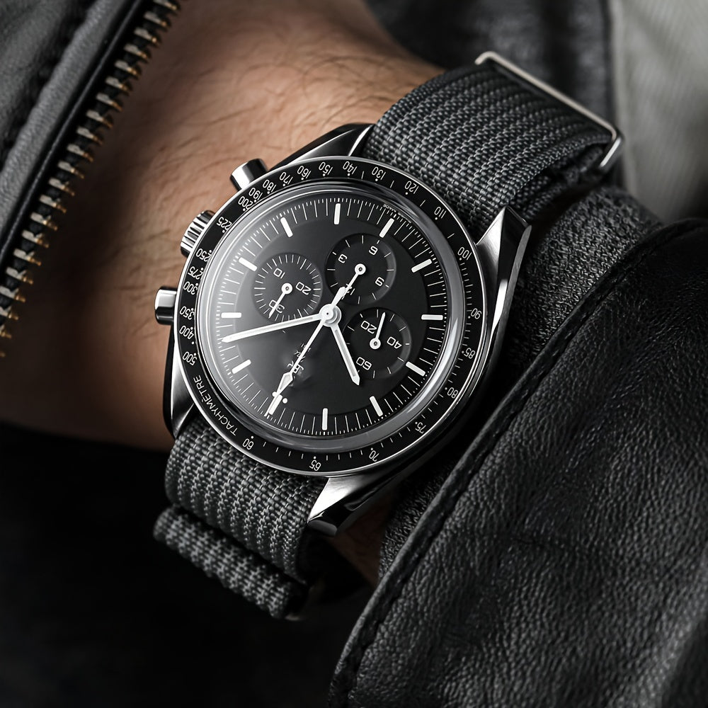 [Military-Style Watch Strap] Durable Military-Style Ribbed Watch Strap | 18mm 20mm 22mm Nylon Braid Ballistic Fabric with Metal Buckle, Adjustable Fit for Men's & Women's Watches - Black, Brown, Orange, Gray, Green, Beige, Wh