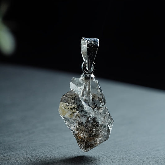 1pc LUKEN'S JEWELRY Herkimer Rough Stone Pendant, Natural White Geometric Pattern, Small Drop Fashion Accessory, Party Style, No Magnetic, Natural Stone Material, Ideal Holiday Gift