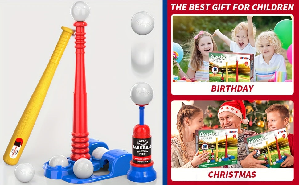 T Ball Set Toys For Kids 3-5 5-8, Kids Baseball Tee For Boys Includes 6 Balls, Auto Ball Launcher, Outdoor Outside Sports T Ball Set Toys Gifts For 3 4 5 6 Year Old Boys Kids Halloween Christmas gift