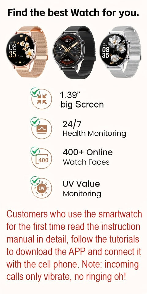 Smart Watches For Women, Answer/Make Calls, 1.39" Smartwatch, 120+ Sports Mode, Pedometer, For Android And IOS, Holiday Gift Idea, For St. Patrick's Day, School Season, Girl's Day