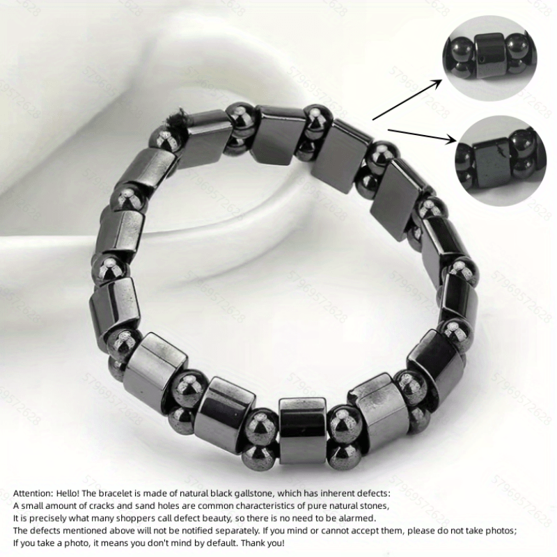 1pc Trendy Cool Creative Hematite Magnetic Stone Bracelet Decorative Accessories For Holiday Party Gift Women Men Accessories Jewelry Gifts