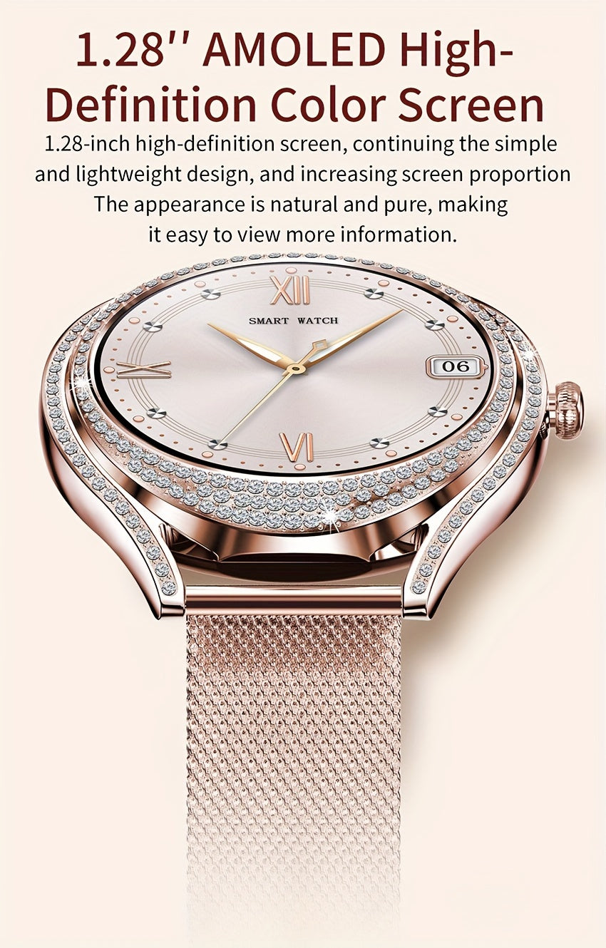 Smart Watch (Answer/Make Call), 128"AMOLED High-definition Color Screen, IP67 Waterproof/ Calculator/ Engineering Test Mode & Shipping Mode/Do Not Disturb Mode/Battery Saver Mode Fitness Watches for Women & Men