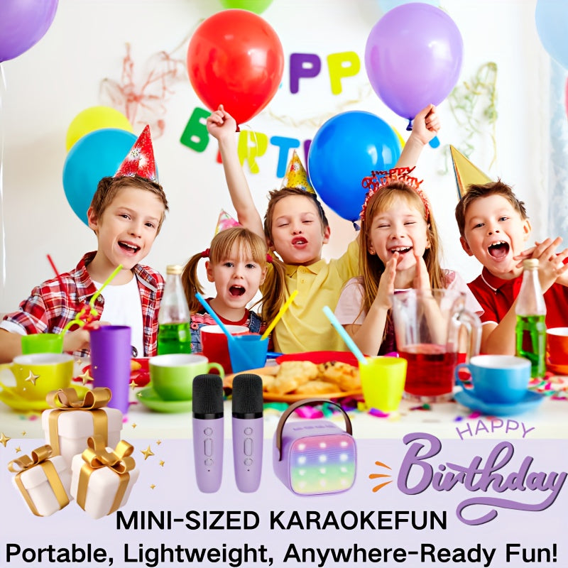 BONAOK, Karaoke Toys For Kids With 2 Microphones, Karaoke Machine With LED Light And Voice Changing Effect, Suitable For Birthday Party, Family Party, Halloween, Christmas Speaker Singing Machine.