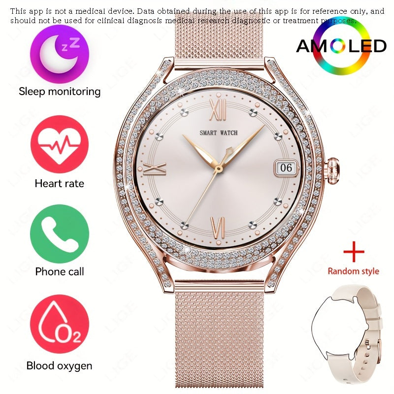 Smart Watch (Answer/Make Call), 128"AMOLED High-definition Color Screen, IP67 Waterproof/ Calculator/ Engineering Test Mode & Shipping Mode/Do Not Disturb Mode/Battery Saver Mode Fitness Watches for Women & Men