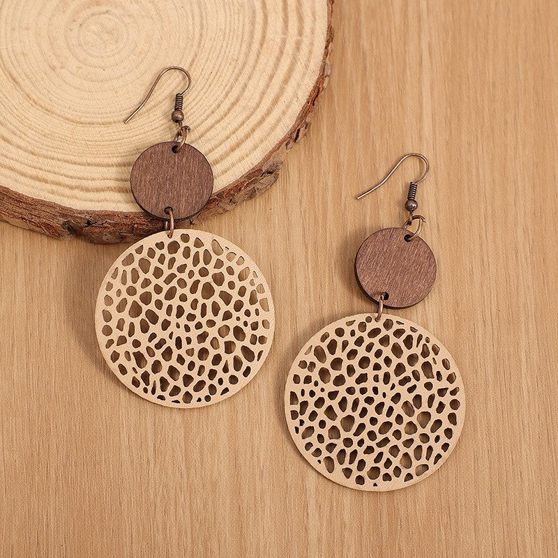 Hollow Out Round Drop Earrings Bohemian Vintage Earrings Jewelry Gift Accessories For Women Fall Winter Ear Ornaments