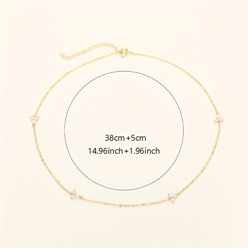 18K Plated Inlaid Small Zircon Chain Fashionable Minimalist Necklace Women's Daily Wear Neck Jewelry Accessories